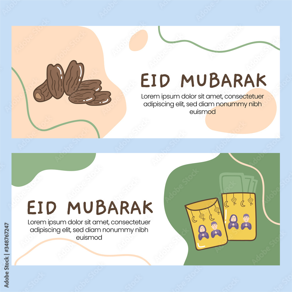 Hand drawn eid al fitr ramadan banners template2