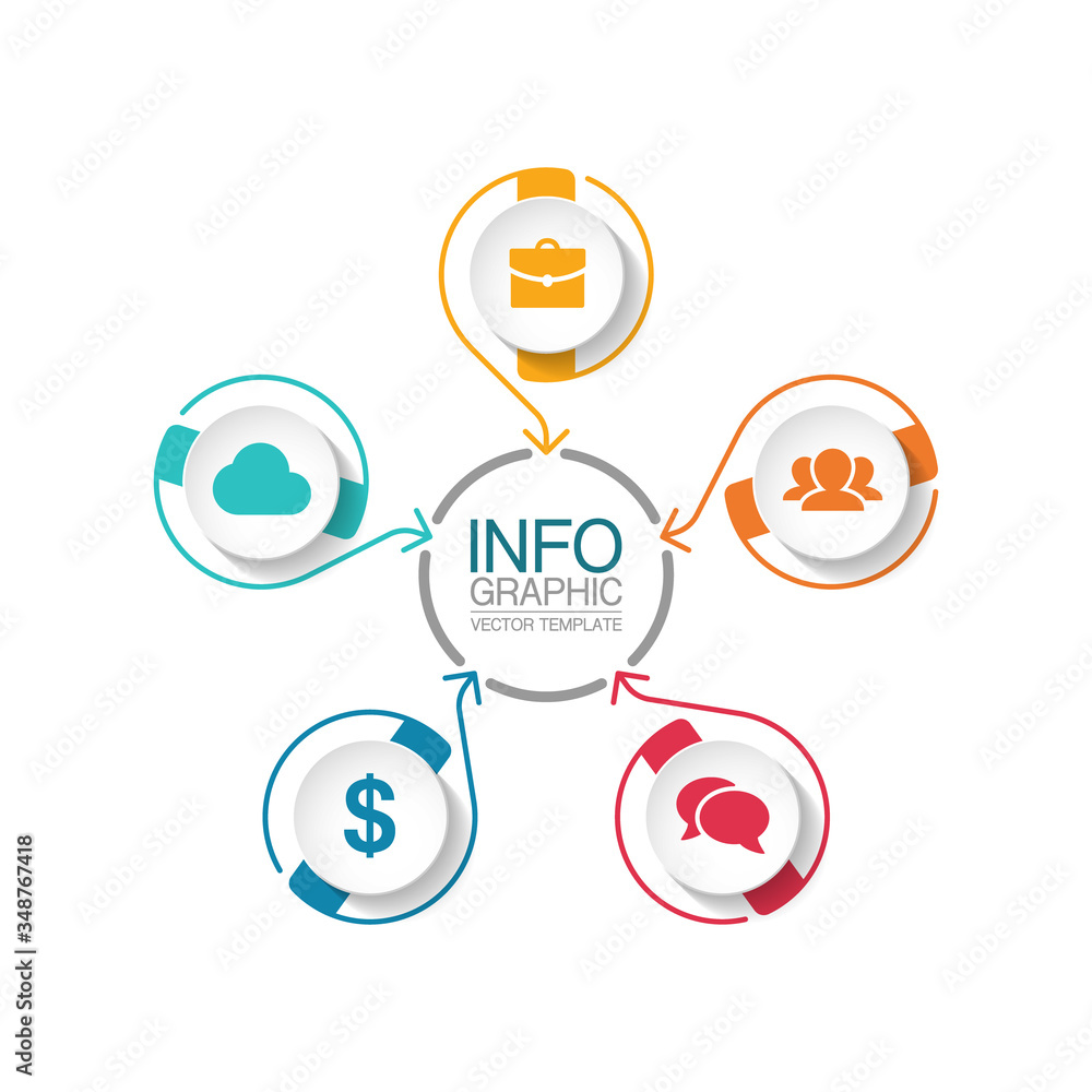 Vector iInfographic template for business, presentations, web design, 5 options. Vector iInfographic template for business, presentations, web design, 5 options.