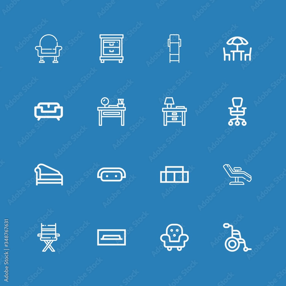 Editable 16 armchair icons for web and mobile Editable 16 armchair icons for web and mobile