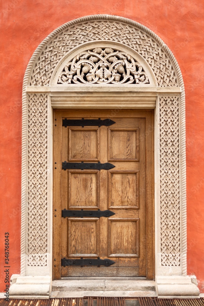 orthodox church monastery building. church doors orthodox church monastery building. church doors