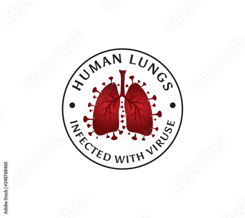 human lungs infected with virus corona covid-19 logo design