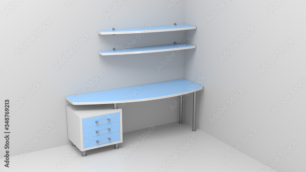3d illustration concept of modern table, workplace for computer
3d illustration concept of modern table, workplace for computer