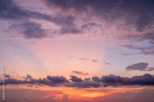Fototapeta Naklejka Na Ścianę i Meble -  Sunset sky with clouds background,sunrise over the sea Panoramic banner background.