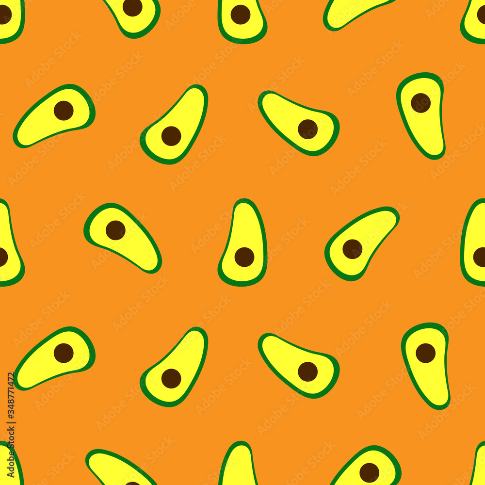 Fototapeta premium Seamless pattern with avocado. Vector flat illustration.