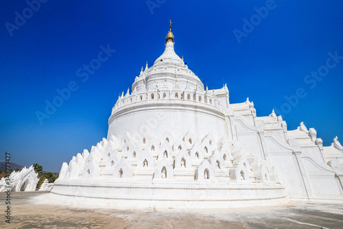 White Hsinbyume Pagoda (Mya Thein Dan pagoda) in Mingun near Mandalay, Myanmar (Burma) on Western bank of Irrawaddy river © Alexeiy