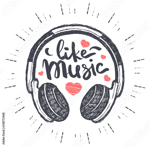 Headphones and lettering, like music