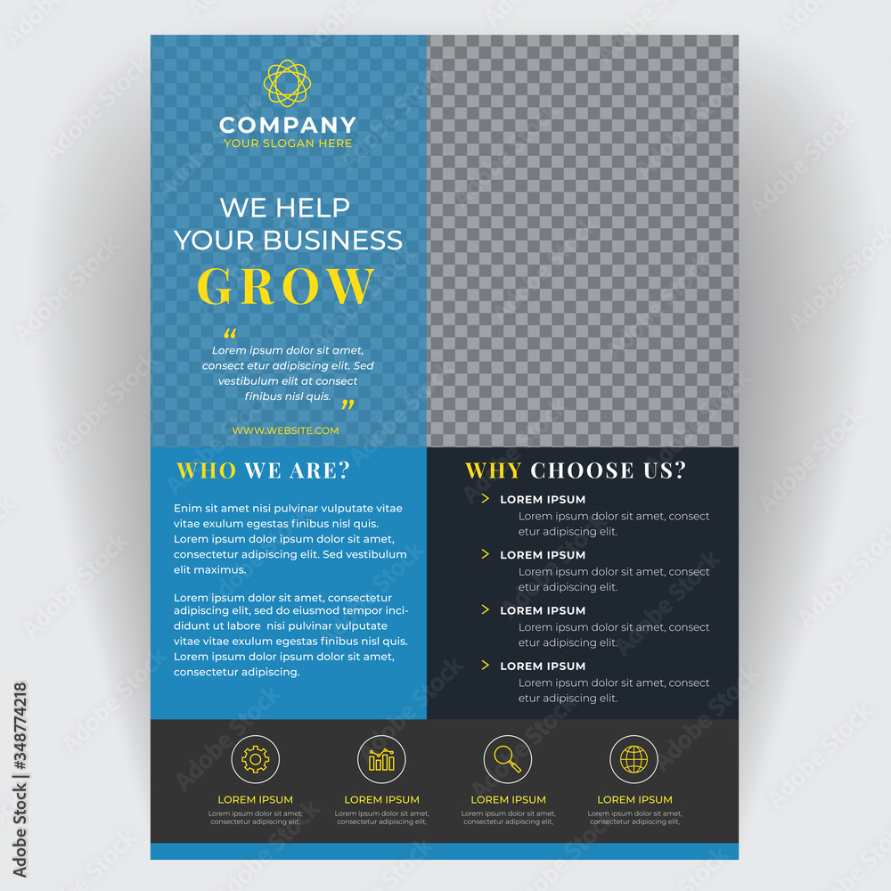 Fototapeta premium Corporate business flyer brochure creative design. Template cover modern layout, annual report, poster, magazine, pamphlet. For the advertising business company concept. Layout template in A4 size. 