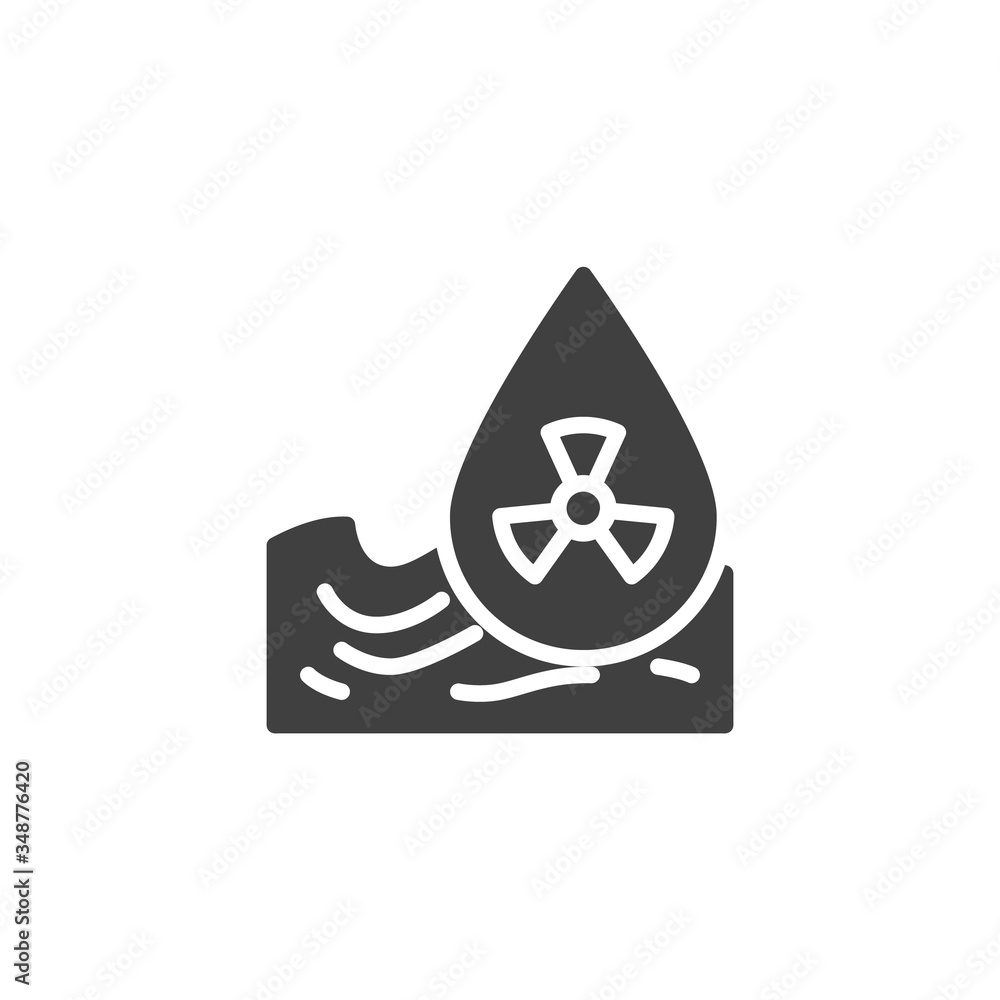 Radioactive Waste, water pollution vector icon. filled flat sign for mobile concept and web design. Ocean pollution glyph icon. Symbol, logo illustration. Vector graphics Radioactive Waste, water pollution vector icon. filled flat sign for mobile concept and web design. Ocean pollution glyph icon. Symbol, logo illustration. Vector graphics