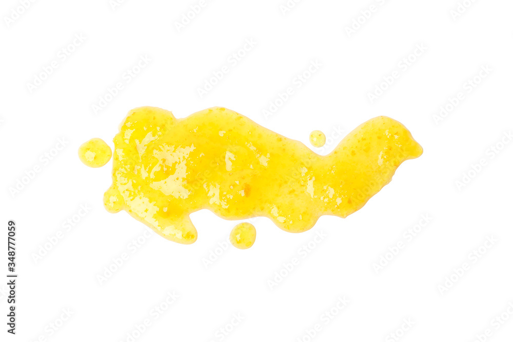 Apricot jam isolated on white background, top view Apricot jam isolated on white background, top view