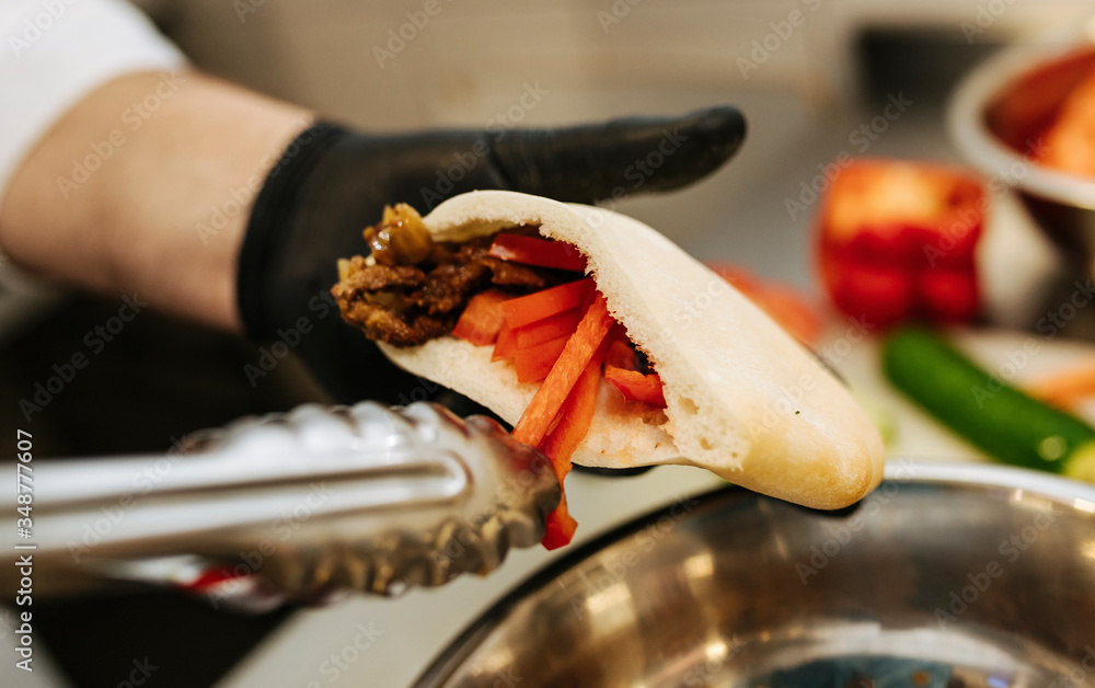 Cooking pita with organic vegetables Cooking pita with organic vegetables