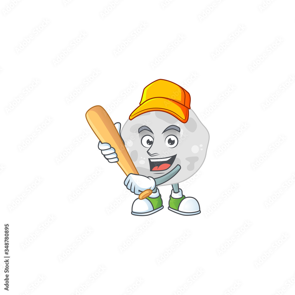 cartoon design concept of fibrobacteres playing baseball with stick