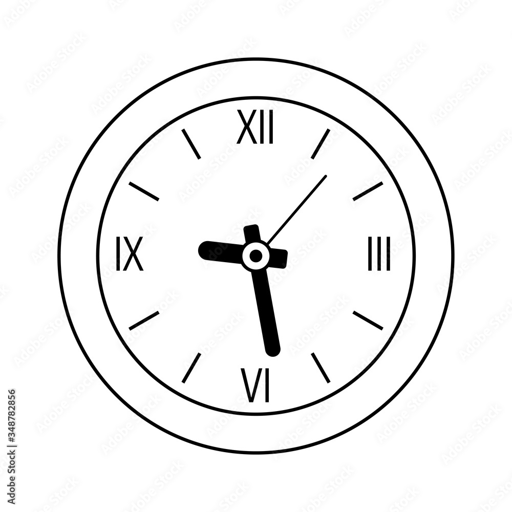 Icon clock in flat style. Analog watch. Symbol of time management, chronometer with hour, minute and second arrow