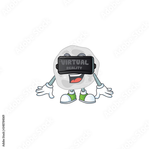 Caricature picture of fibrobacteres playing a game using Virtual reality headset