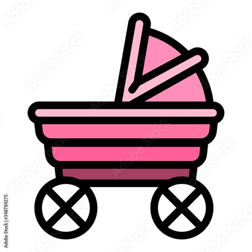 Baby buggy icon. Outline baby buggy vector icon for web design isolated on white background