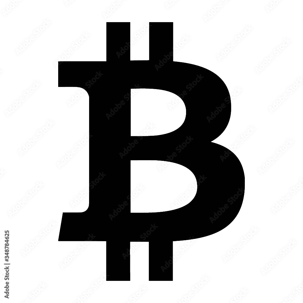 Bitcoin cryptocurrency black icon vector illustration isolated on white background Bitcoin cryptocurrency black icon vector illustration isolated on white background
