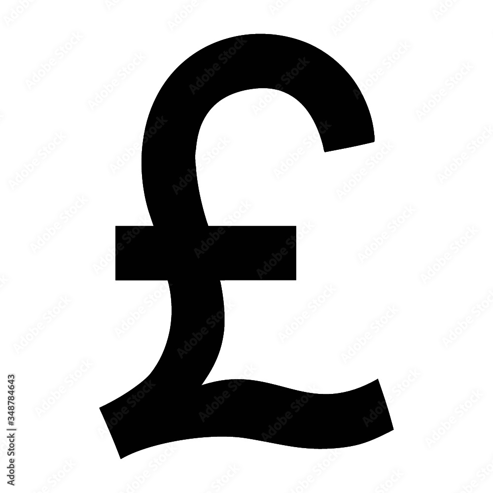 GBP black icon. Vector illustration of the British pound currency symbol isolated on white background GBP black icon. Vector illustration of the British pound currency symbol isolated on white background