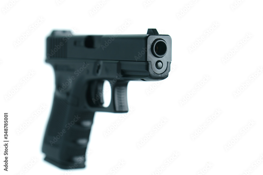 Pistol isolated on white background.