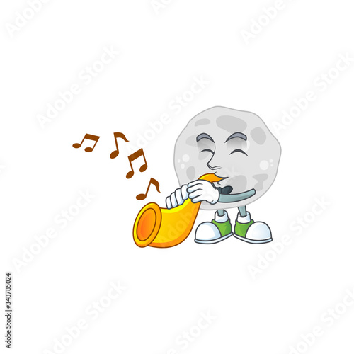 Talented musician of fibrobacteres mascot design playing music with a trumpet