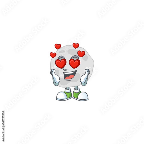 An adorable fibrobacteres cartoon mascot style with a falling in love face