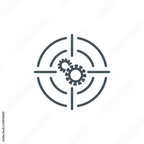 aim right on target shoot Coronavirus single line icon isolated on white. Perfect outline symbol precision Covid 19 pandemic banner. high Quality design element aim cross with editable Stroke