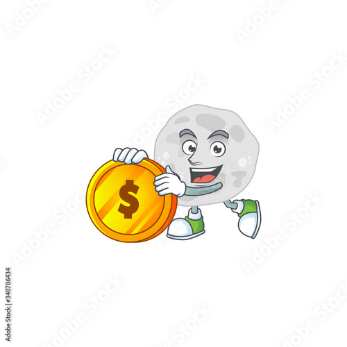 cartoon picture of fibrobacteres rich character with a big gold coin