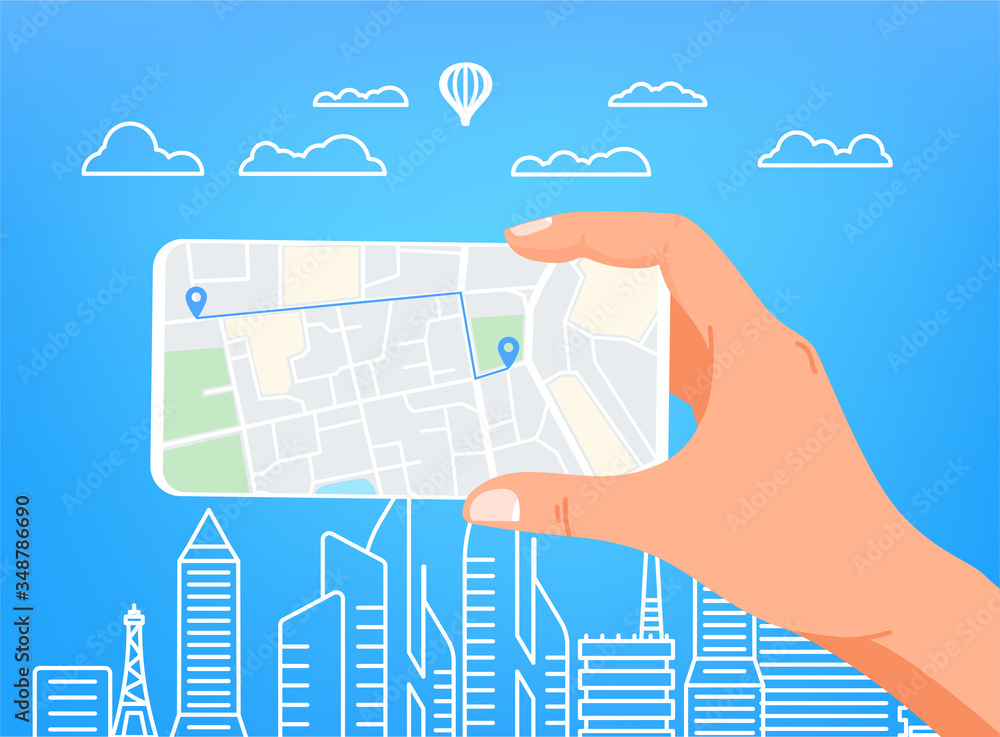 Man with modern smartphone. Using navigation mobile app Man with modern smartphone. Using navigation mobile app