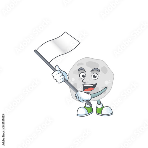 Cute caricature character of fibrobacteres with a white flag