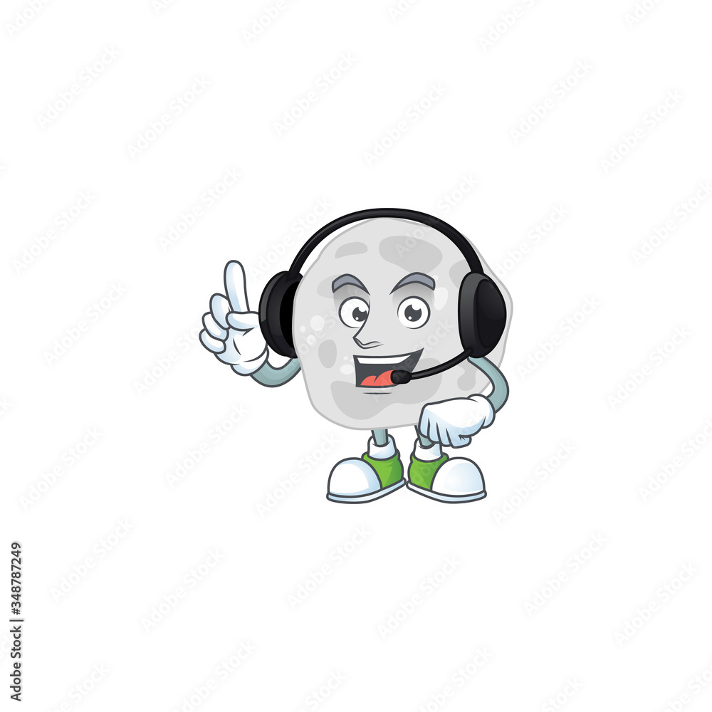 Fibrobacteres cartoon character style speaking with friends on headphone Fibrobacteres cartoon character style speaking with friends on headphone