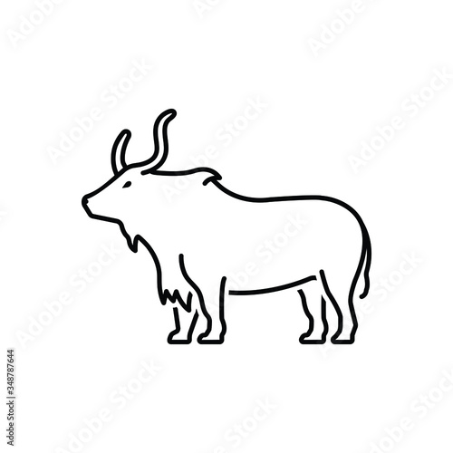 Black line icon for yak
