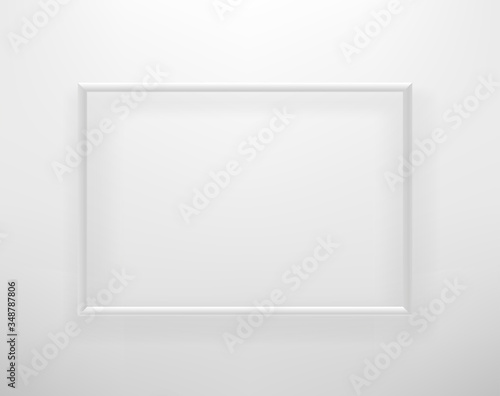 Empty white frame with on white wall