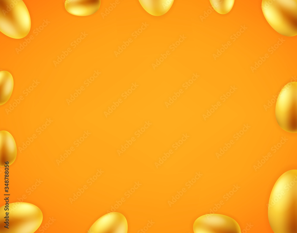 Golden wallpaper with color eggs. Social media message vector background. Copy space for a text Golden wallpaper with color eggs. Social media message vector background. Copy space for a text