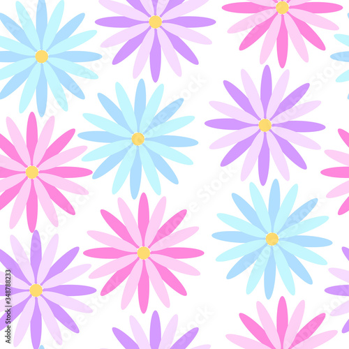 Vector seamless pattern with  multi-colored flowers on a  white background. Use in fabric  wrapping paper  wallpaper  bags  clothes  dishes  cases on smartphones and tablets.