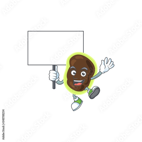 Cute firmicutes mascot design smiley with rise up a board