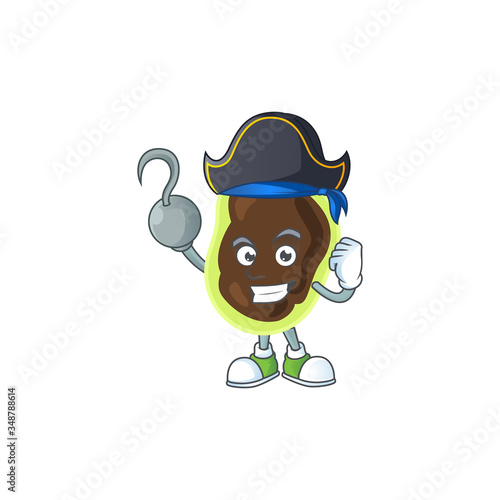 mascot design style of firmicutes as a pirate having one hook hand