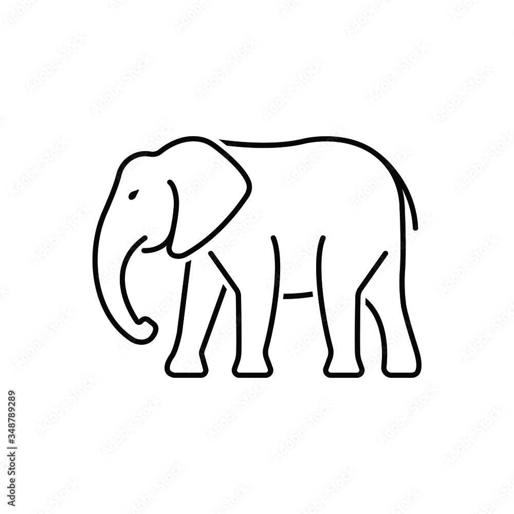 Black line icon for elephant