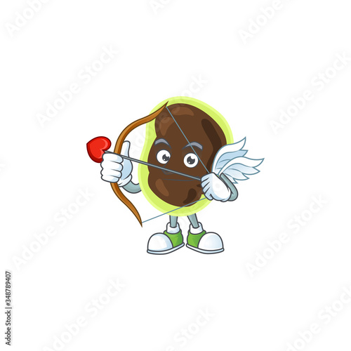 mascot design concept of firmicutes cute Cupid with arrow and wings