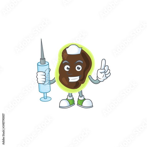 A humble Nurse firmicutes Cartoon character holding syringe