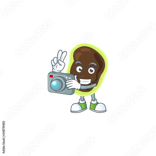 Firmicutes photographer mascot design taking a picture with a camera