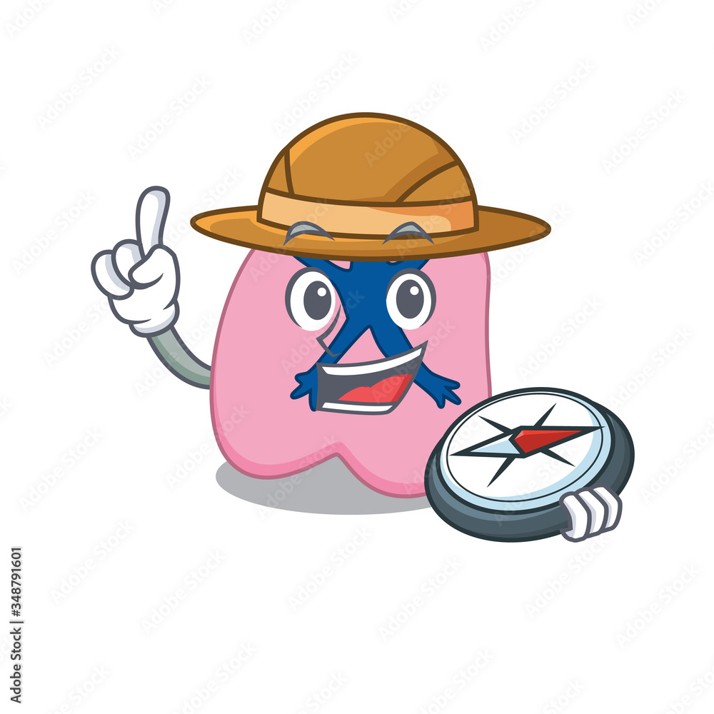 mascot design concept of lung explorer using a compass in the forest mascot design concept of lung explorer using a compass in the forest