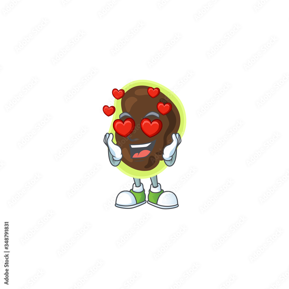 An adorable firmicutes cartoon mascot style with a falling in love face An adorable firmicutes cartoon mascot style with a falling in love face