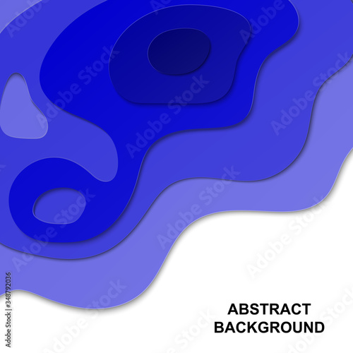 Abstract background in paper cut style, multi layer and harmony in blue color