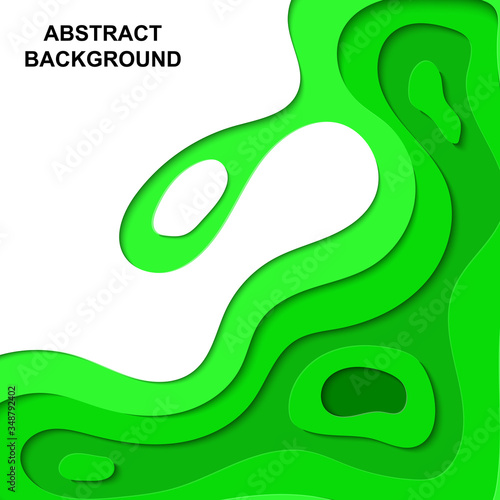 Abstract background in paper cut style, multi layer and harmony green color