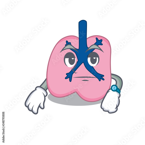 Mascot design style of lung with waiting gesture photo