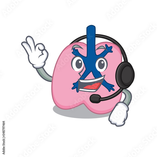 A stunning lung mascot character concept wearing headphone photo