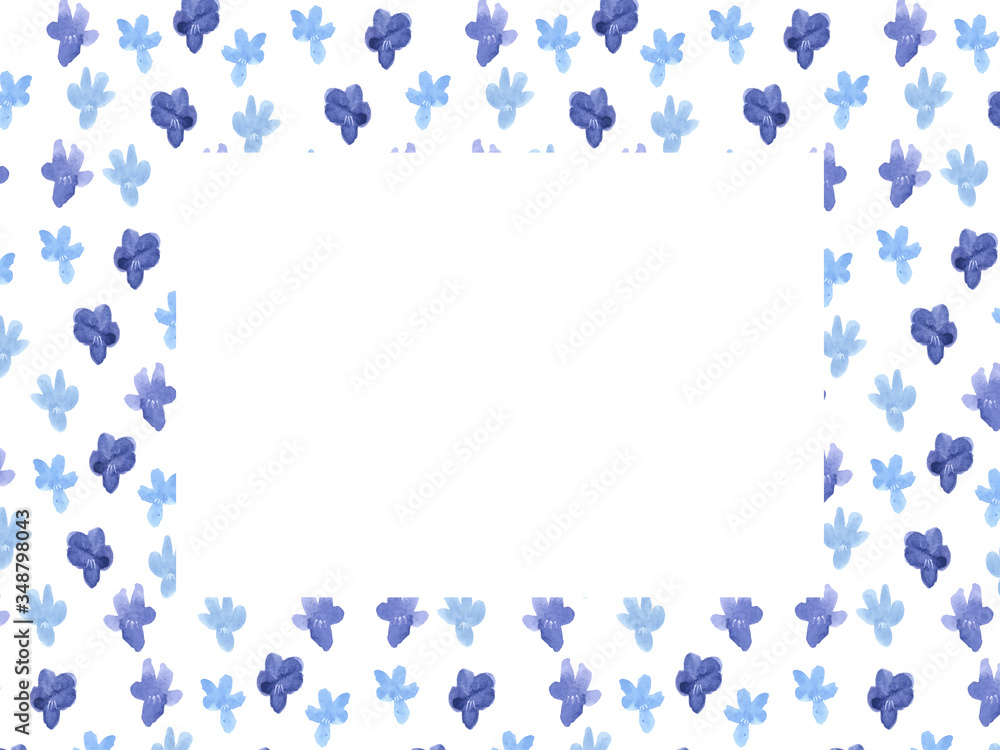 すみれ　フレーム　水彩