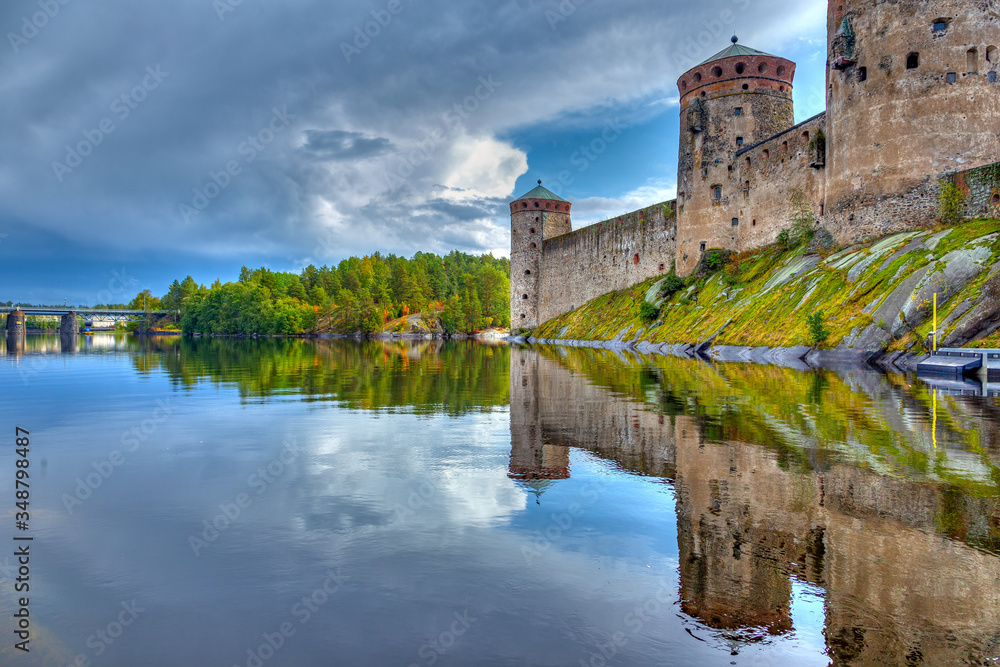 Castle reflection in a lake in Finland