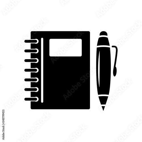 note book and ballpoint icon vector design template