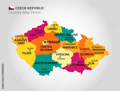 Detailed Map Of Czech Republic - Vector Illustration