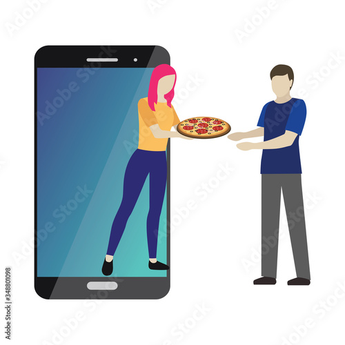 Online shopfront. Food delivering. Pizza. Mobile searching. Online payments