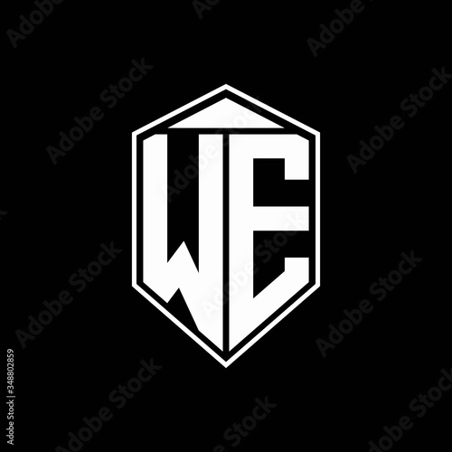 WE logo monogram with emblem shape combination tringle on top design template
